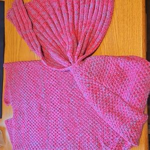 Mermaid Tail Blanket Pink Knit